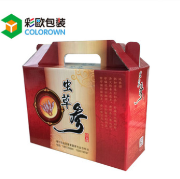 厂家定做精美彩印虫草参高档中药手提食品瓦楞纸盒包装盒瓦楞彩盒图2
