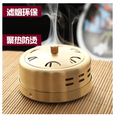 南阳艾条批发加厚全铜无烟随身灸送单联布套新款环保纯铜艾灸盒图1